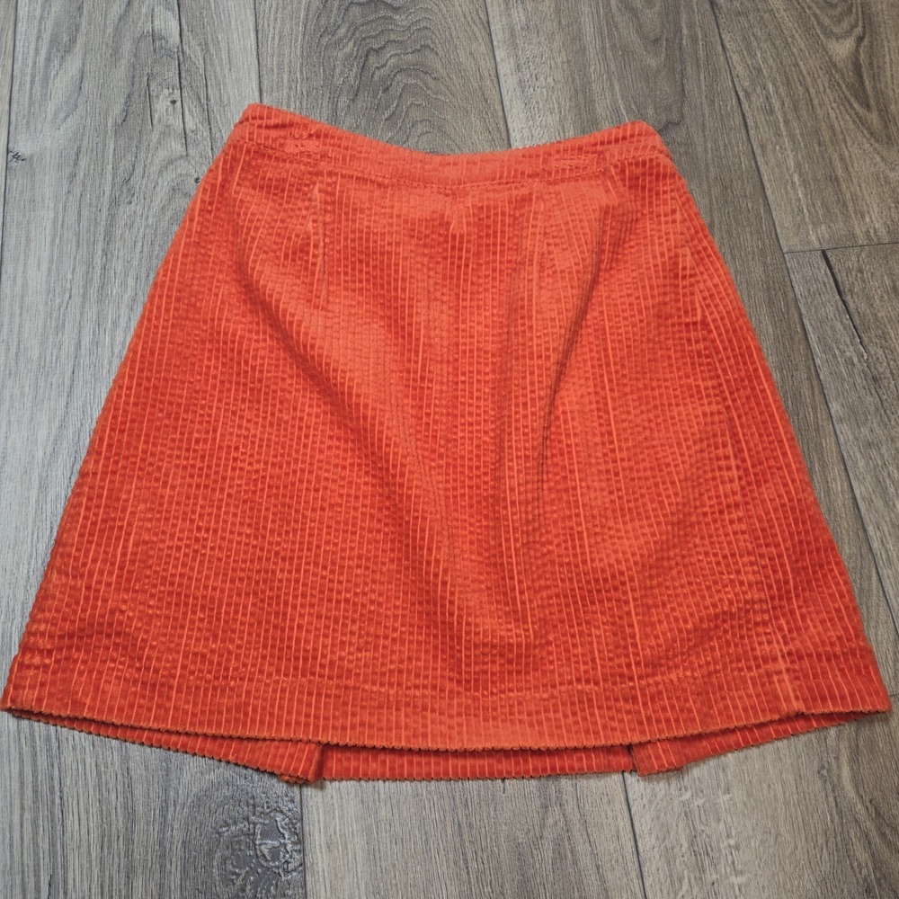 Boden Women 4 Orange Corduroy Wrap Skirt Buckle Accent Pencil - Picture 6 of 9